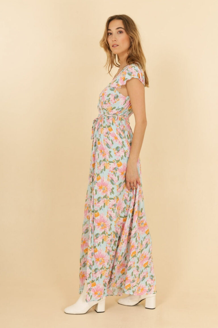 Longue Robe Fluide Couleur Ciel Style Boheme Chic Ideale Ete