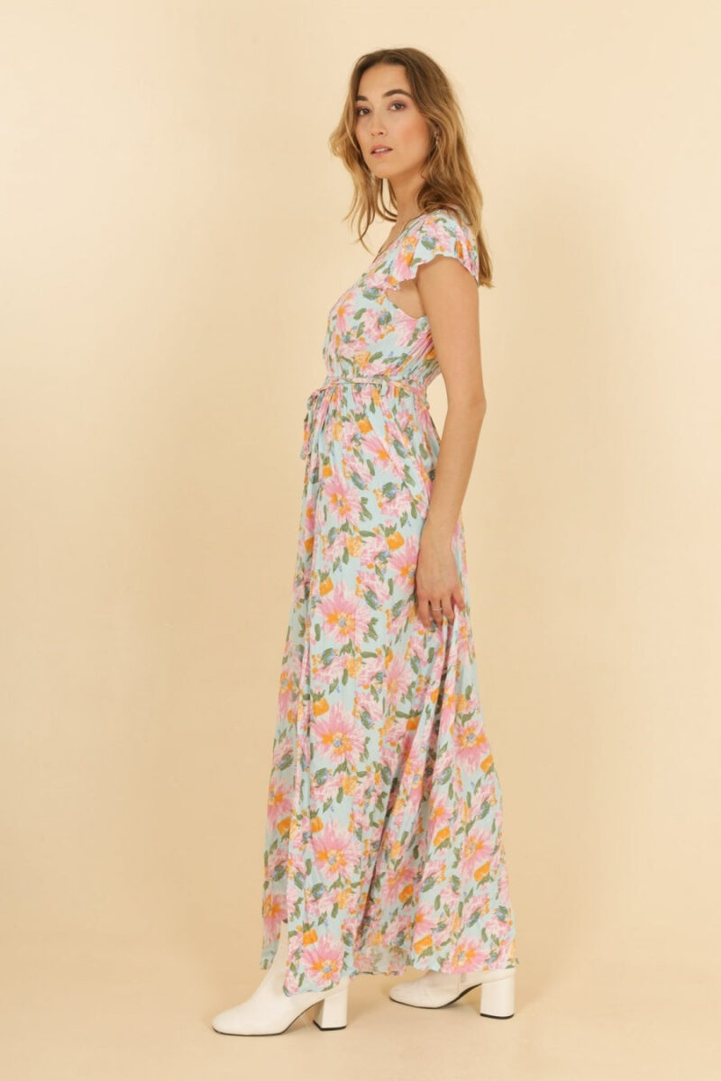 Longue Robe Fluide Couleur Ciel Style Boheme Chic Ideale Ete