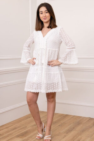 Mini Robe Boheme Femme Motifs Brodes Tendance Ete Chic Et Decontractee 3