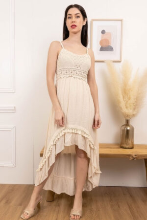 Robe Longue Asymetrique Style Boheme Crochetee Femme Elegante Ete 4
