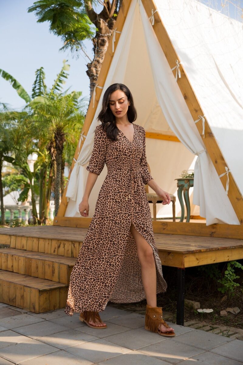 Robe Longue Femme Imprime Animal Tendance Boheme Chic Ete 1