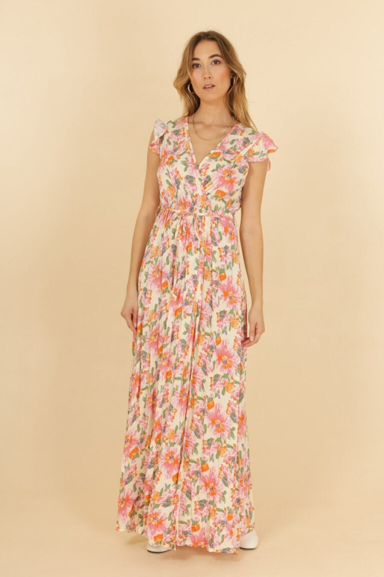 Robe Longue Femme Style Boheme Couleur Creme Elegante Et Confortable Ete 3
