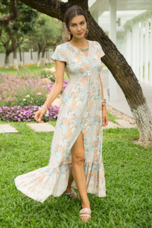 Robe Longue Fluide Imprimee Style Boheme Tendance Ete Elegante Et Confortable Femme 3