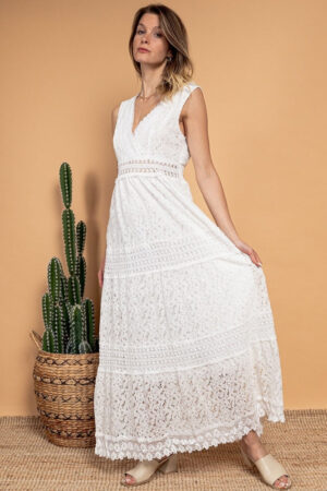 Robe Longue Style Boheme Avec Details En Dentelle Elegante Pour Femme 4